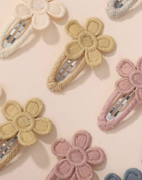 Embroidered Flower Kids Hair clips