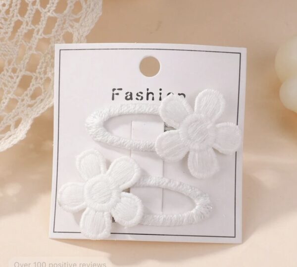 Embroidered Flower Kids Hair clips - Image 2