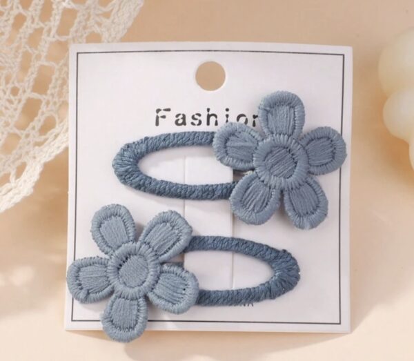 Embroidered Flower Kids Hair clips - Image 4