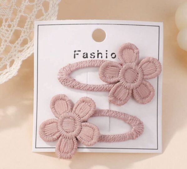 Embroidered Flower Kids Hair clips - Image 6