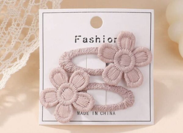 Embroidered Flower Kids Hair clips - Image 8