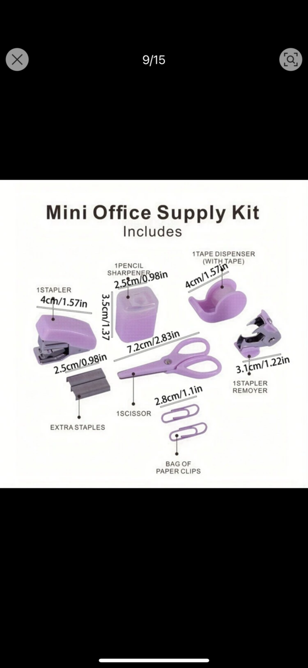 8pc Mini Portable Office Stationary - Image 2