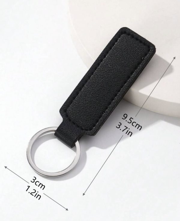 Solid PU Leather Keychain - Image 3