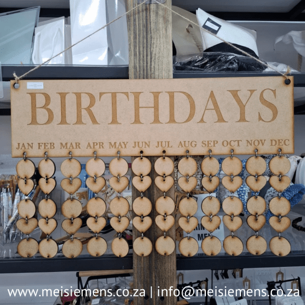MDF Birthday Calendar