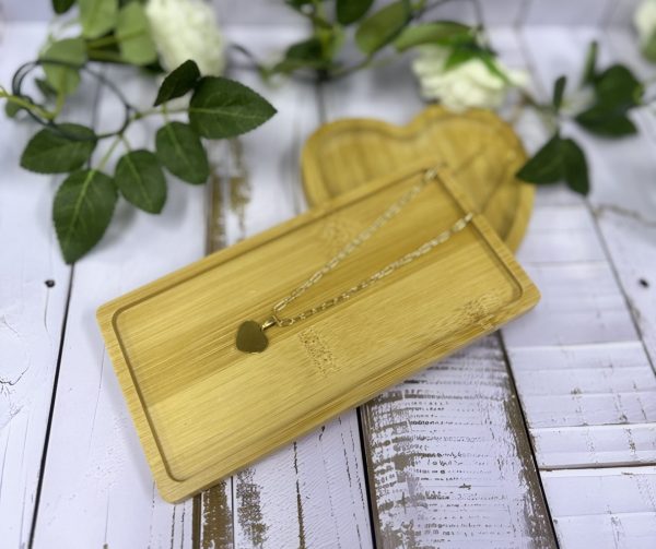 Paperclip Necklace with Heart Pendant Gold