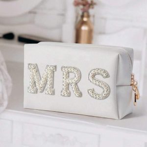 Faux Pearl "MRS" Cosmetic Bag