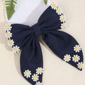 Embroided Bow Hair Clip