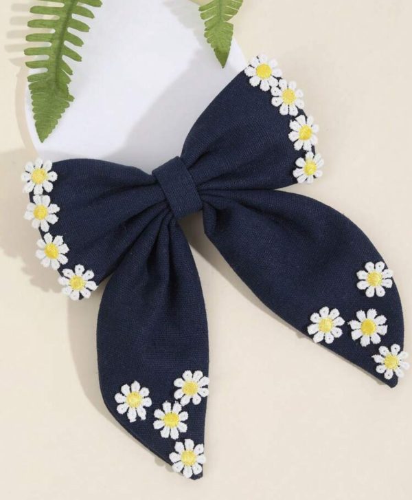 Embroided Bow Hair Clip