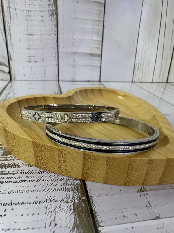 Stacking Bracelet Silver (Black) - Image 2