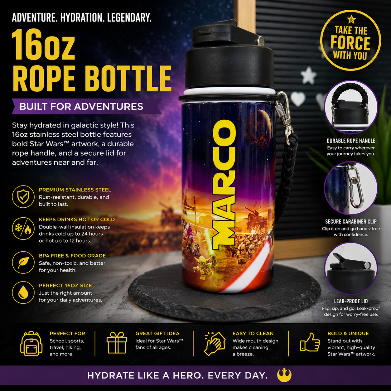 16oz Rope Bottle Stainless Steel (470ml)