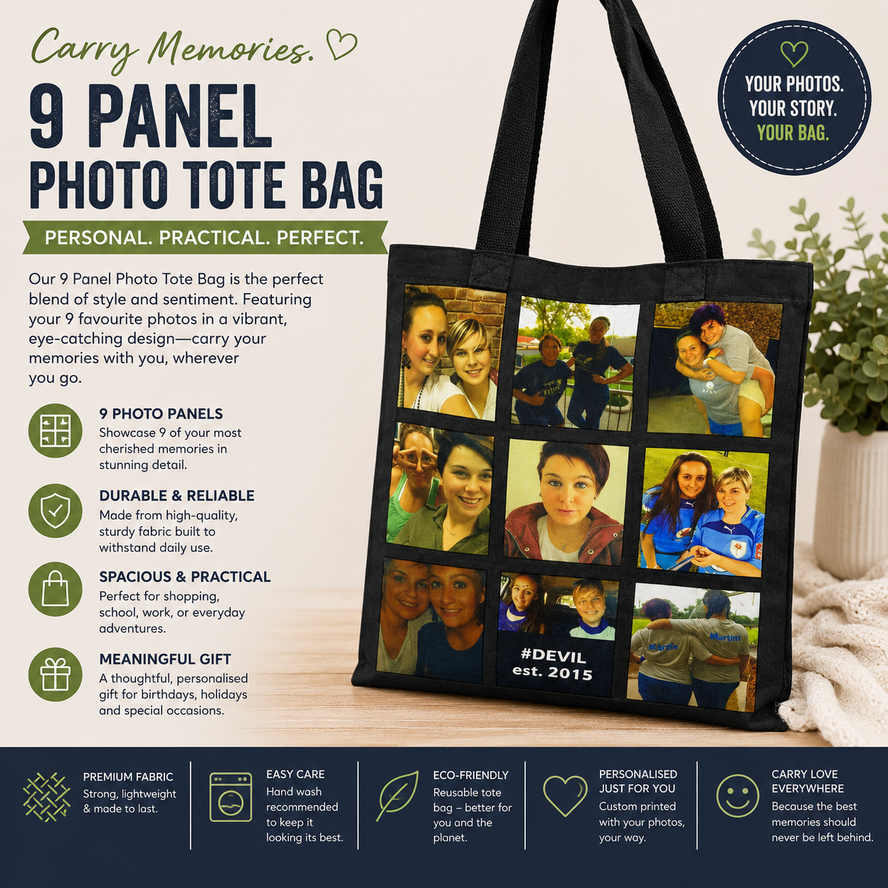 9 Panel Tote Bag