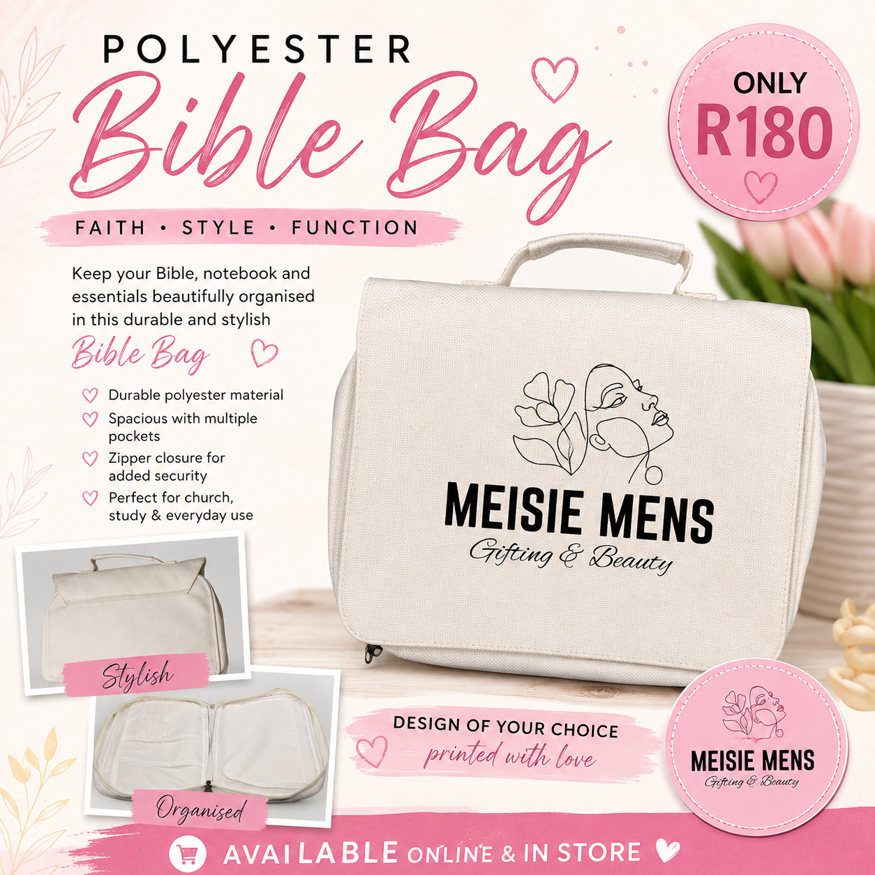 Polyester Bible Bag White