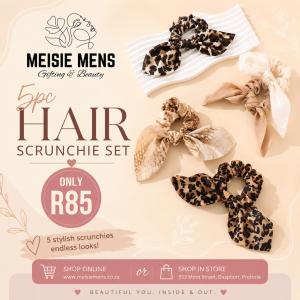 5pc Printed Satin Hair Scrunchies