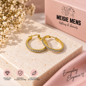 Gold Rhinestone Hoop Earrings