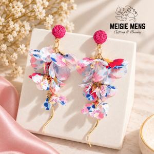 Fuchsia Floral Drop Pink Earrings
