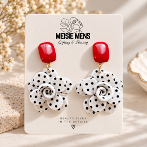 Red & White Flower Earrings