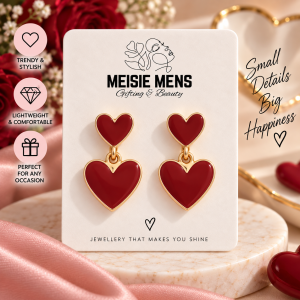 Heart Drop Maroon Earrings