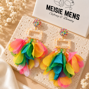 Bohemian Chiffon Petal Colorful Earrings