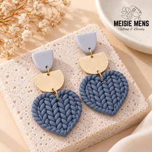 Woven Blue Heart Earrings