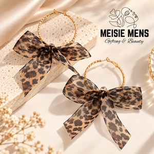 Leopard Print Bow Chiffon Earrings