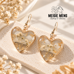 Resin Heart Flower Earrings
