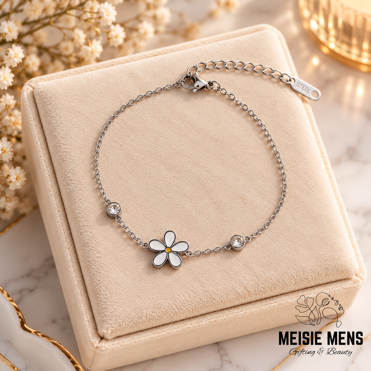 White Daisy Bracelet