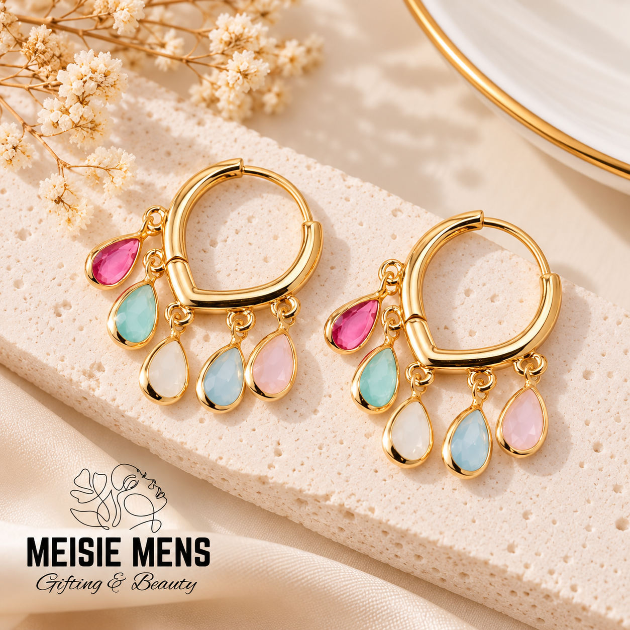 Pastel Raindrop Hoop Earrings