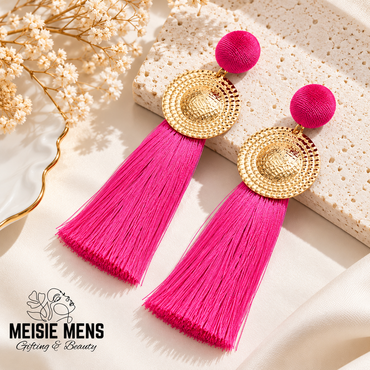 Fuchsia Fiesta Tassel Earrings