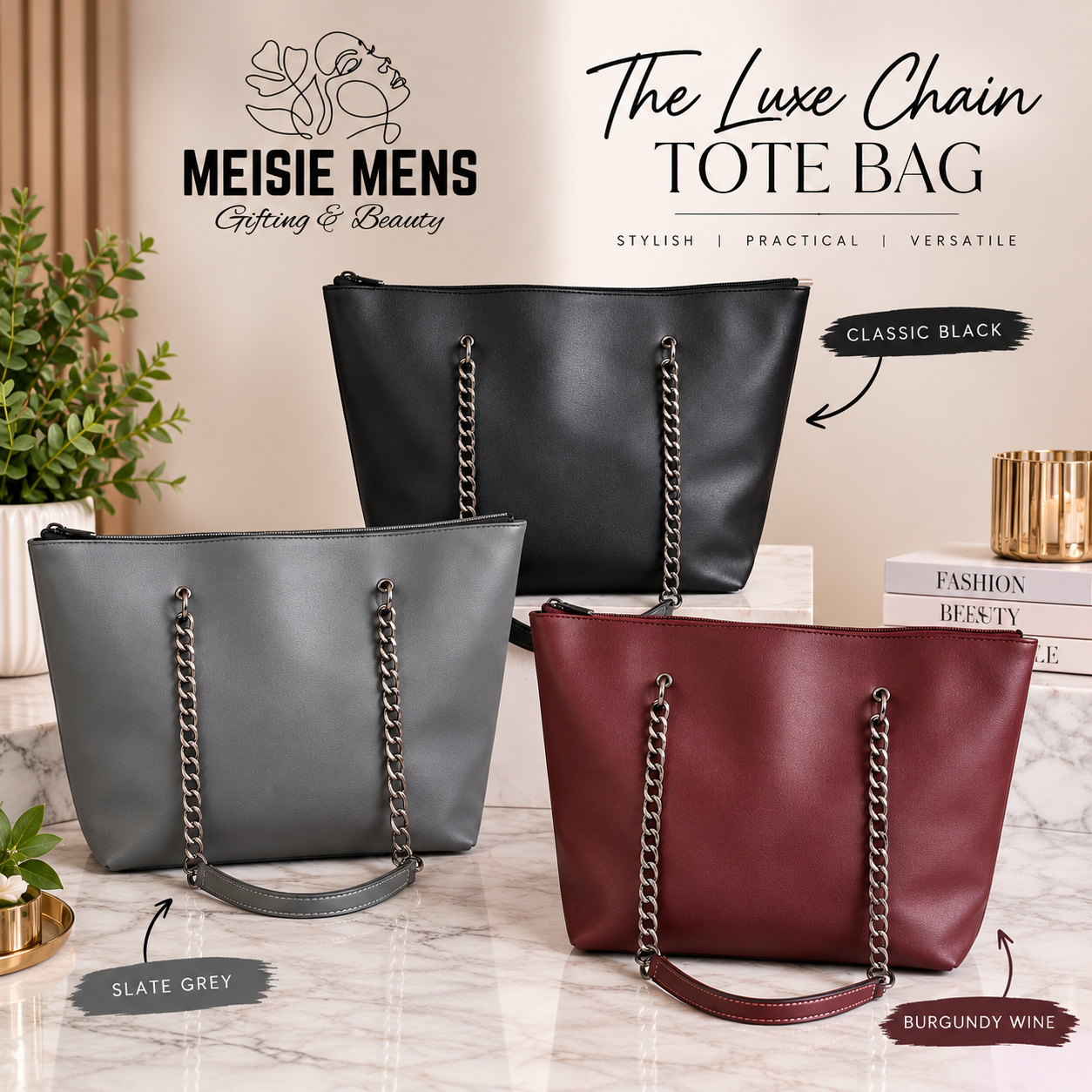 The Luxe Chain Tote Bag Collection