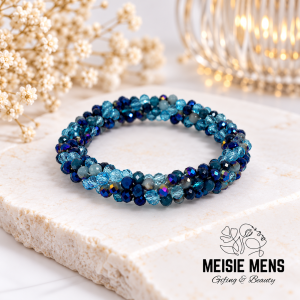 Crystal Bead Bracelet - Multi Blue