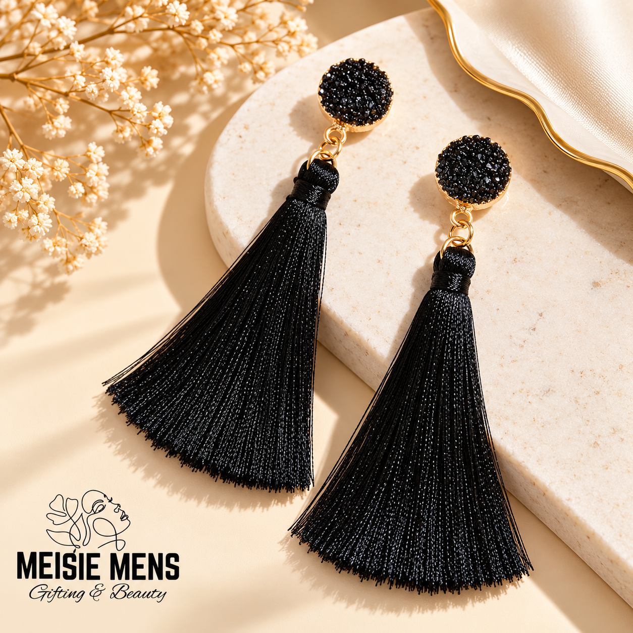 Midnight Glam Tassel Earrings