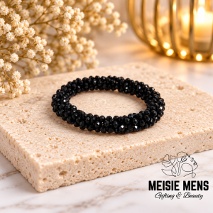 Crystal Bead Bracelet - Blackest Black