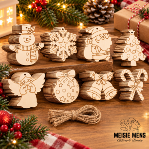 16pc Wood Color in Ornaments