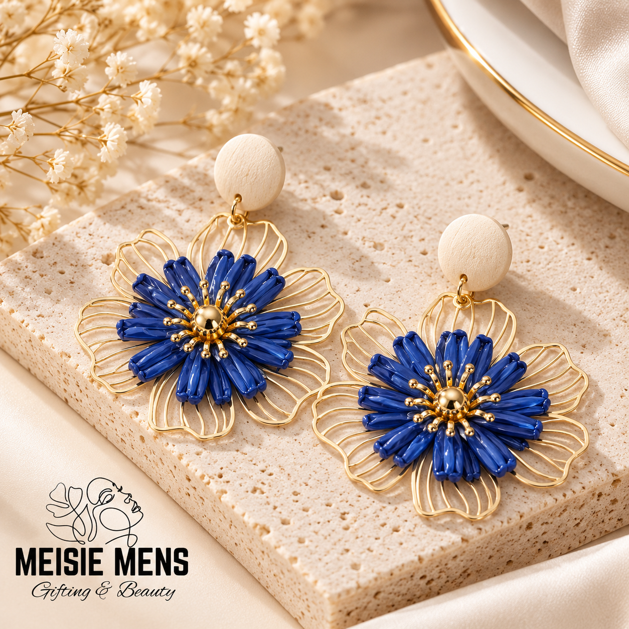 Sapphire Bloom Statement Earrings
