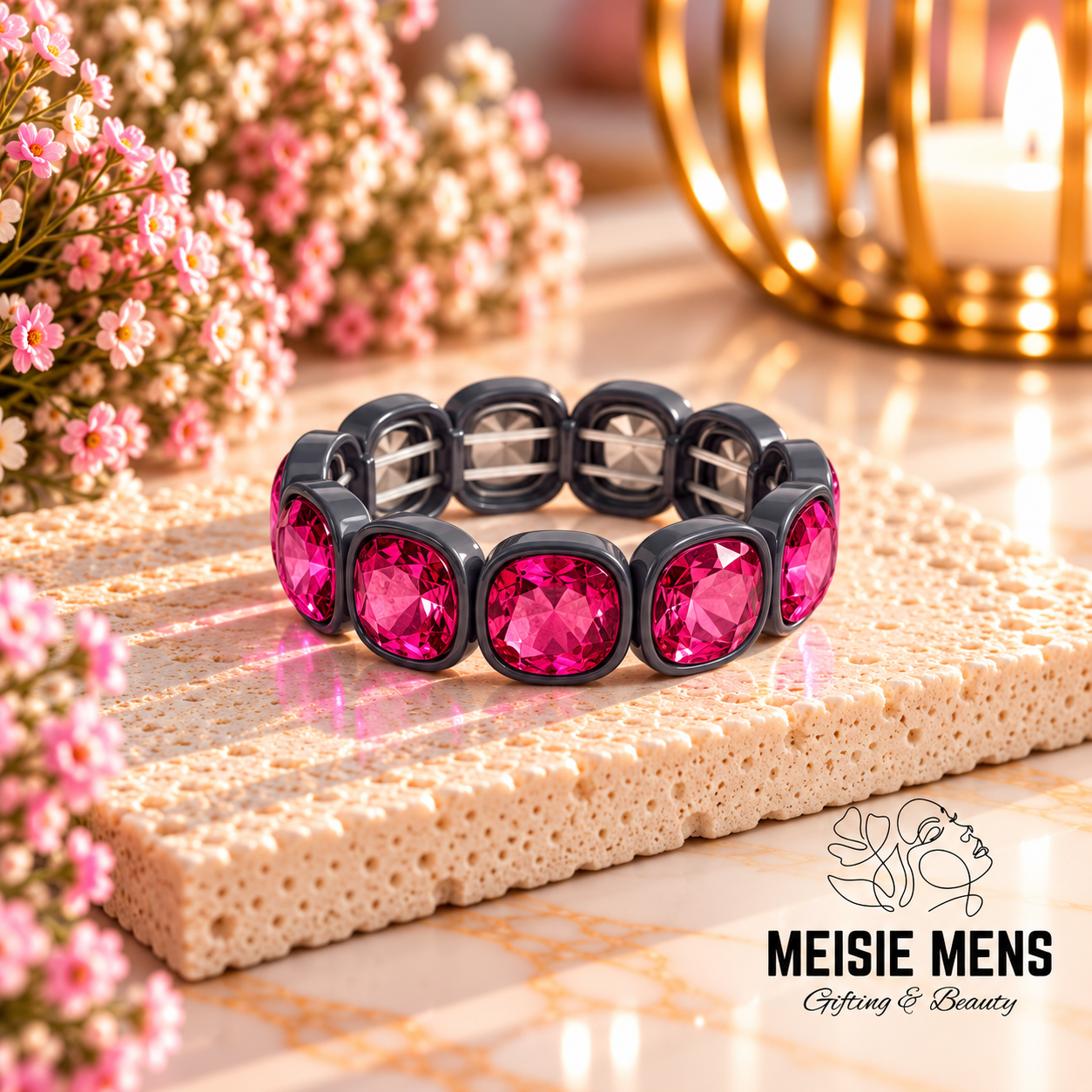 Crystal Bracelet - Pink Grey